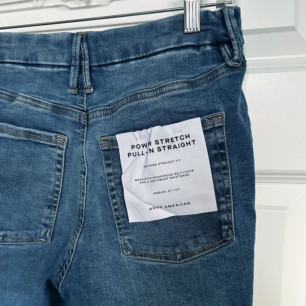 NWT Good American Power Stretch Pull-on Straight Jeans - Picture 9 of 9